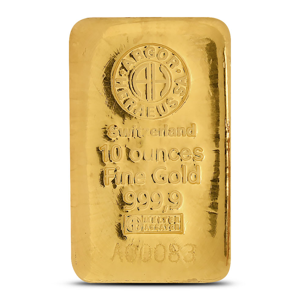 Argor Heraeus Cast Gold Bar (New) 10 oz