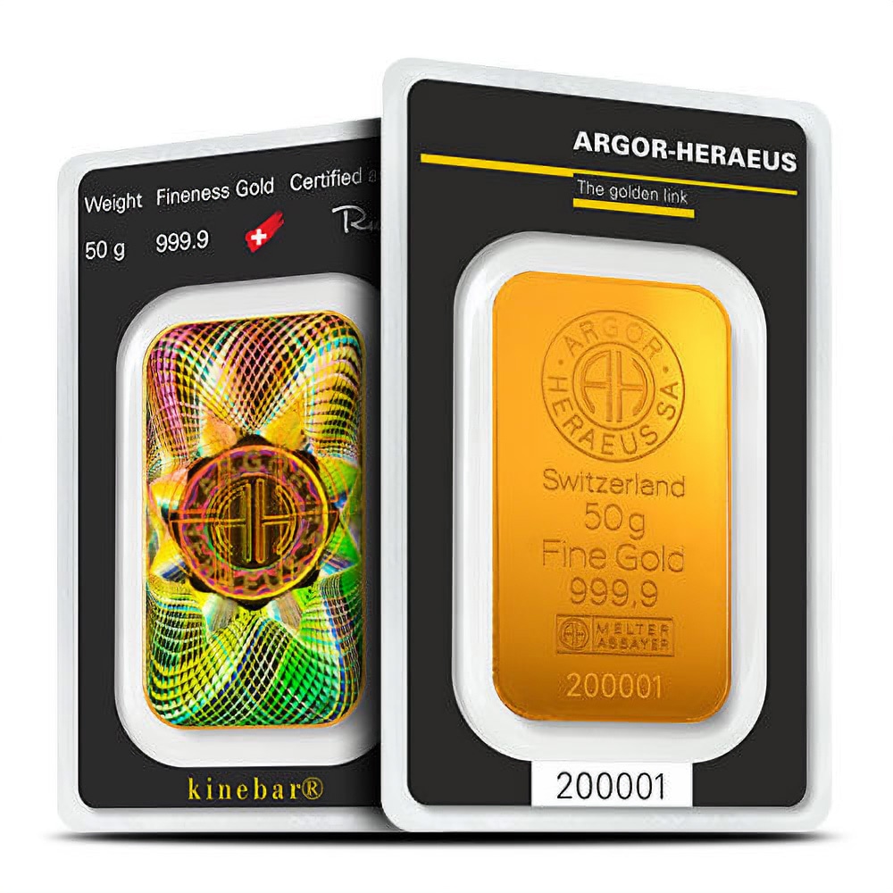 Argor Heraeus Kinebar Gold Bar (New w/ Assay) 50 Gram - Image 3