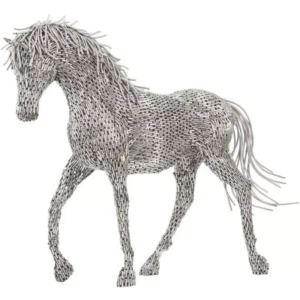 Horse Pipe Sculpture Walking, Stainless Steel